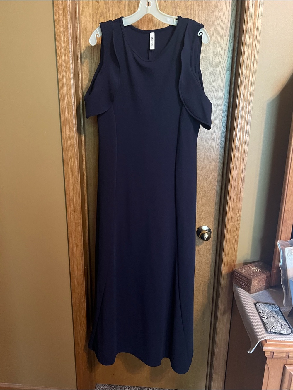 Cold-Shoulder Navy Maxi Dress